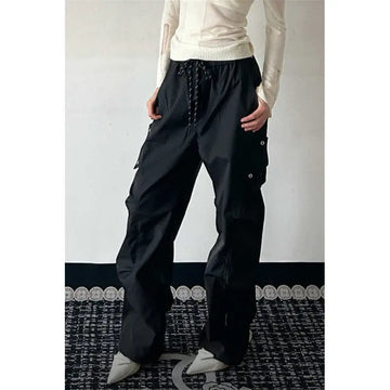 Riolio Summer Casual Pants Men Fashion Black Straight Pants Men Streetwear Hip-hop Loose Cargo Pants Mens Joggers Trousers M-3XL